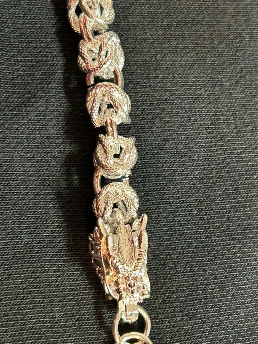 Silver Dragon Head Link Bracelet Heavy Ornate Scale Chain 8.5